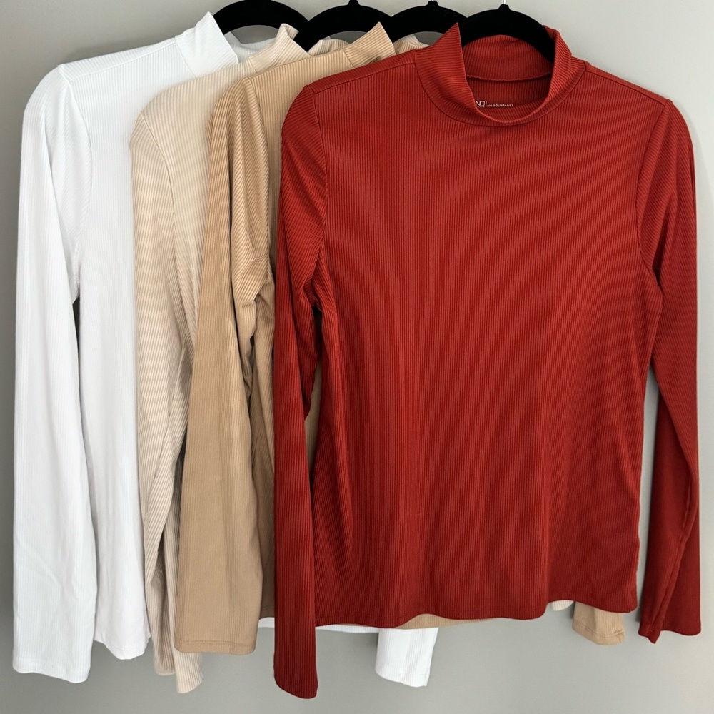 4 PACK BUNDLE No Boundaries Ribbed Long-Sleeved Mock Neck